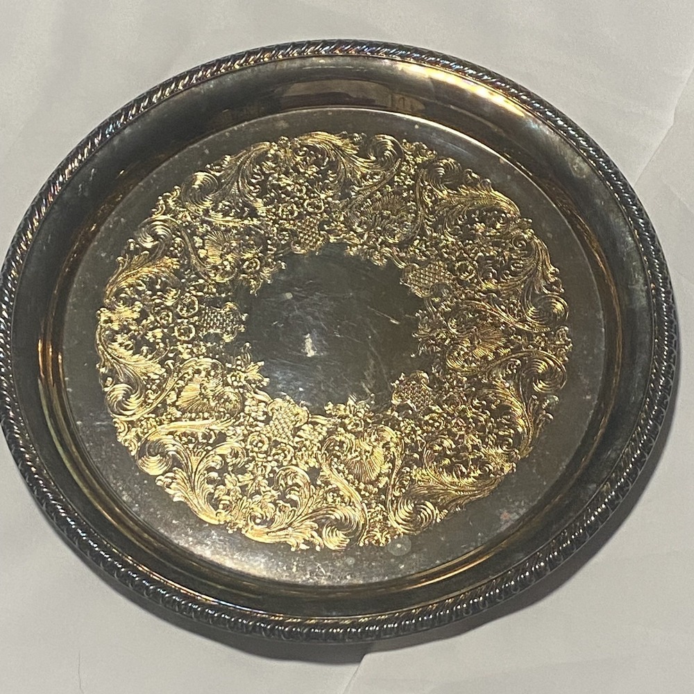 Vintage William Rogers 171 Silver plated brass Serving Tray 1900-1940s 12.5"